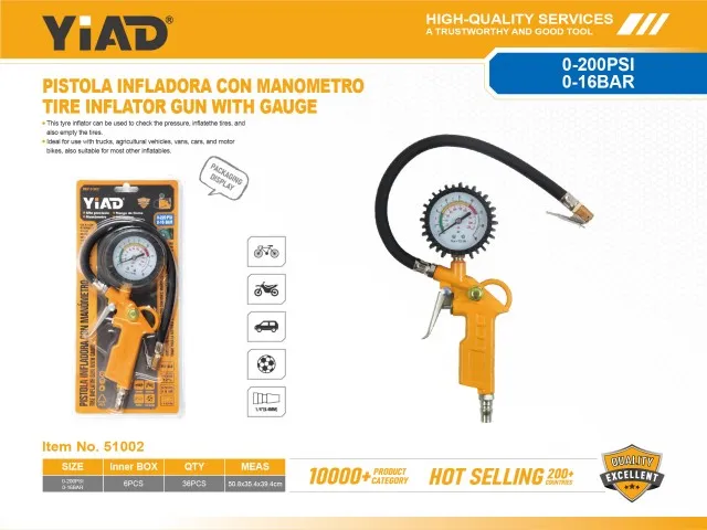 Tire inflator gun with Gauge 51002