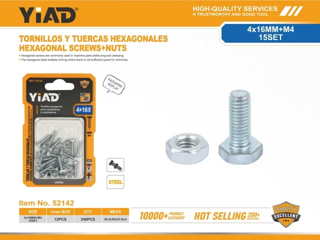 HEXAGONAL SCREWS+NUTS 52142