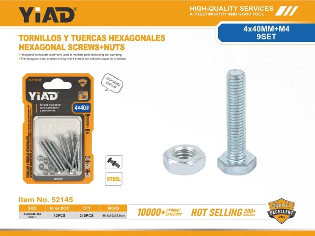 HEXAGONAL SCREWS+NUTS 52145