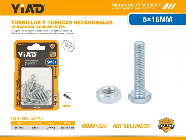 HEXAGONAL SCREWS+NUTS 52147