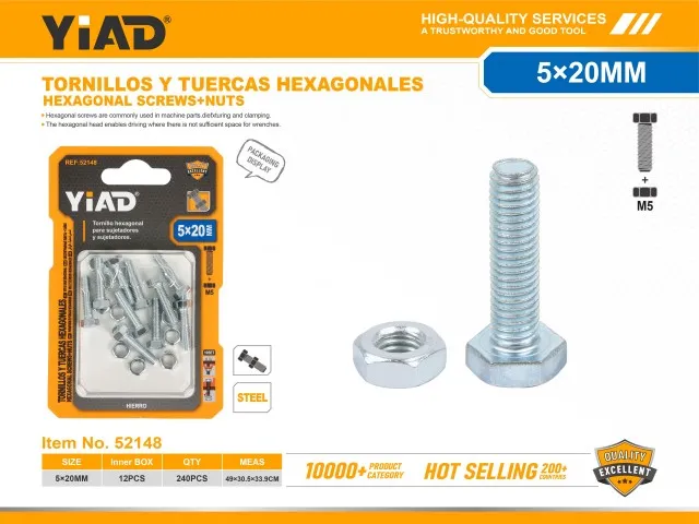 HEXAGONAL SCREWS+NUTS 52148