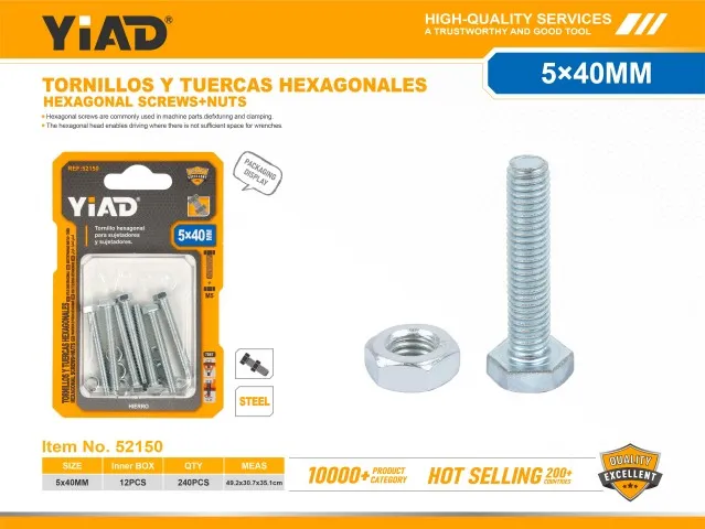 HEXAGONAL SCREWS+NUTS 52150