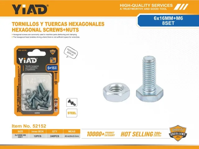 HEXAGONAL SCREWS+NUTS 52152