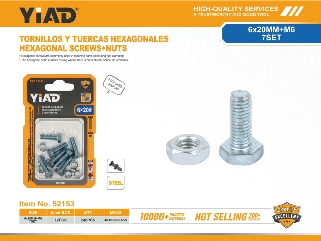 HEXAGONAL SCREWS+NUTS 52153