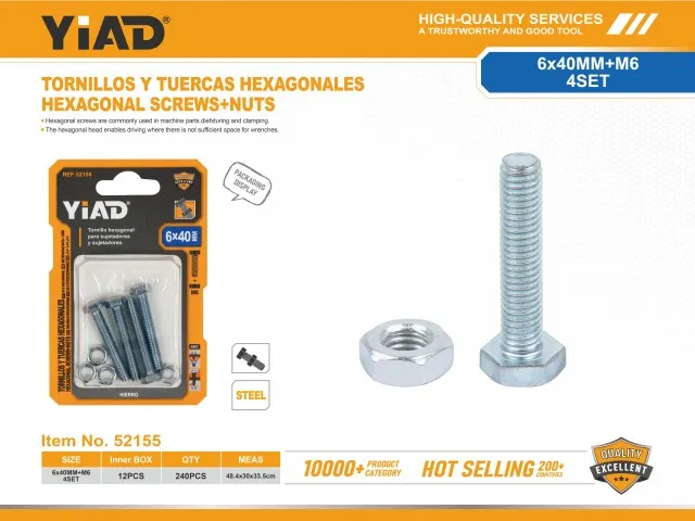 HEXAGONAL SCREWS+NUTS 52155