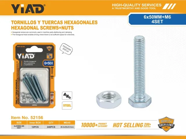 HEXAGONAL SCREWS+NUTS 52156