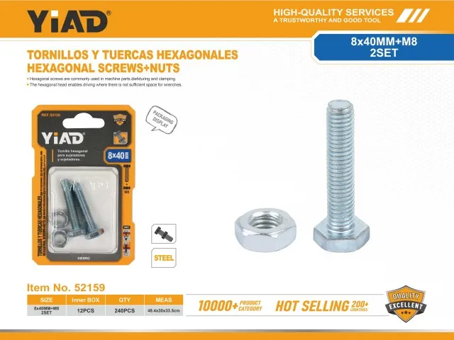 HEXAGONAL SCREWS+NUTS 52159