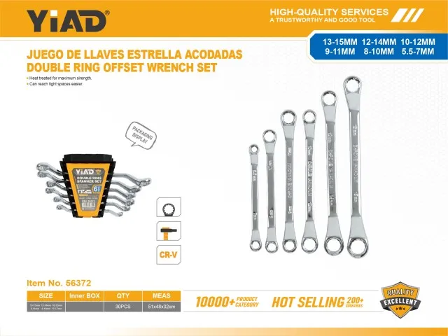 Double ring
offset wrench set 56372